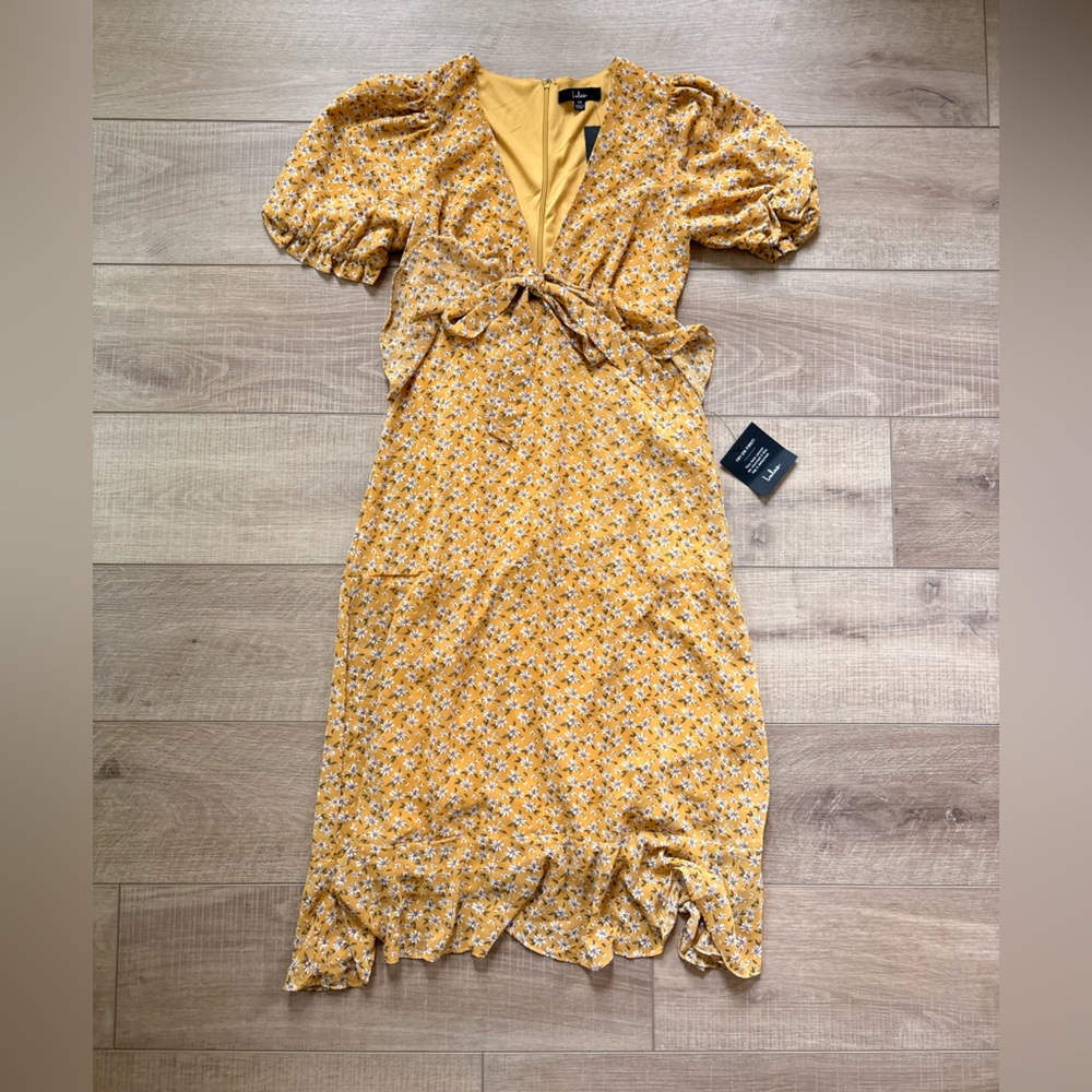 Anything Lovelier Yellow Floral Print Tiered Midi Dress - Picture 2 of 12